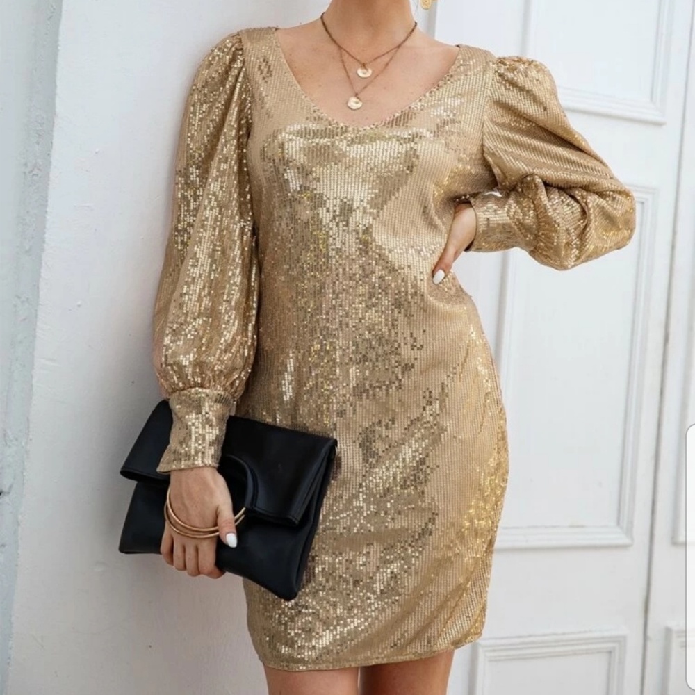 Gold sequin dress. Used only once. For new years